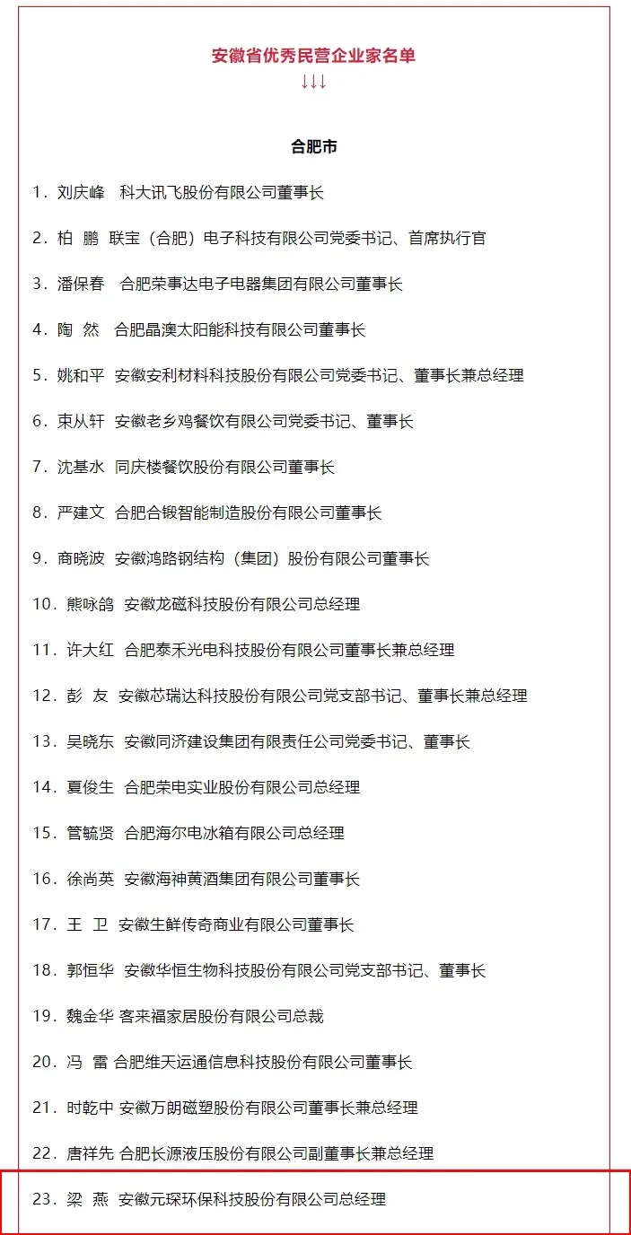 喜訊！元琛科技總經理梁燕被授予“安徽省優(yōu)秀民營企業(yè)家”稱號